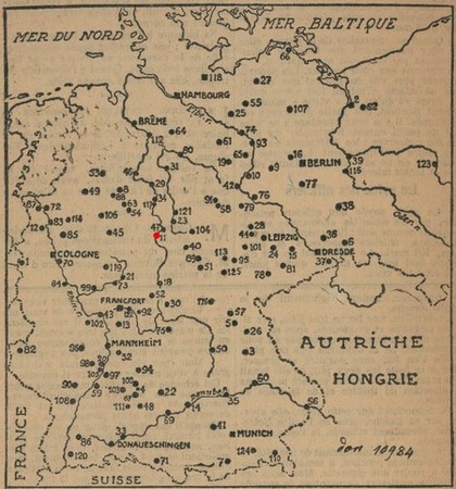 carte de l'Allemagne pour localiser le camp de prisonniers de Cassel