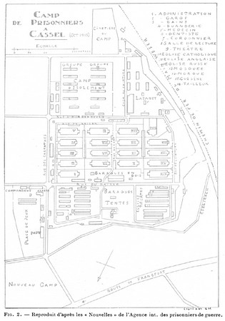 Plan du camp de prisonniers de Cassel pendant la Première Guerre Mondiale
