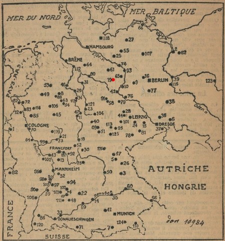 carte de l'Allemagne pour localiser le camp de prisonnier de Gardelegen