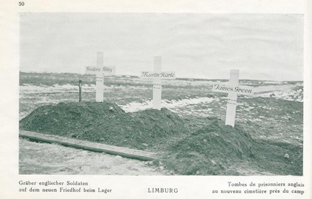 Tombe de soldats anglais au nouveau cimetière près du camp de Limburg pendant la Première Guerre Mondiale