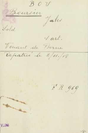 Fiche de Jules Henri BOURSIER numérisée par le CICR